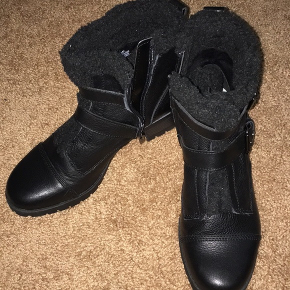 Anne Klein snow boots black leather - Picture 2 of 6